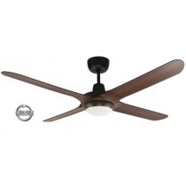 SPYDA - 56"/1400mm Fully Moulded PC Composite 4 Blade Ceiling Fan in Walnut with Tri Colour Step Dimmable LED Light NW,WW,CW - Indoor/Outdoor/Coastal - SPY1424WN-L