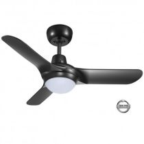 Spyda 900mm Fully Moulded Polycarbonate Composite 3 Blade Ceiling Fan True Spin Technology motor 20 watt Tri colour dimmable LED light SPY903BL-L