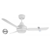 STANZA - 48"/1220mm Glass Fibre Composite 3 Blade Ceiling Fan with 2x B22 Lamp Holder and Remote - White - Indoor/Covered Outdoor  - STA1203WH-LR