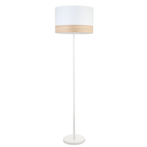 TAMBURA White Cloth Shade With Blonde Wood Trim Large Floor Lamp - TAMBURA11FL