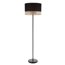 TAMBURA Black Cloth Shade With Blonde Wood Trim Large Floor Lamp - TAMBURA12TL