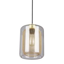 PENDANT ES 40W Brass Mesh Internal / CLR Glass External Oblong TONO3 Cla Lighting