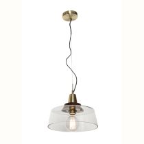 Toronto 1Light Pendant Large E27 40W Brushed Brass/Dark Timber (MG6731L) LAST ONE