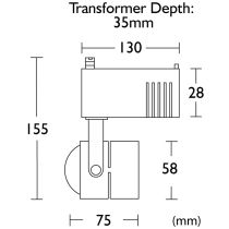 Barrel Head Track Light White - TR19T/WHT 12975 Crompton Equivalent ( LED ONLY)