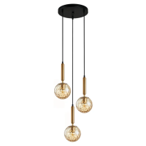 Interior Bronze Amber Spherical Glass Pendant 3 Lights TRATTINO1X3R