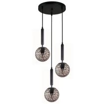 Interior Smokey Black Spherical Glass Pendant 3 Lights TRATTINO2X3R