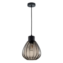 TULIP Wine Glass Ribbed Pendant Lights Black Smoke TULIP2