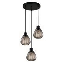 TULIP Wine Glass Ribbed Multiple Round Base Pendant Lights Black Smoke TULIP2X3R