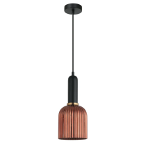 VINTAJ Copper Ellipse Shape Ribbed Glass Pendant Lights VINTAJ10