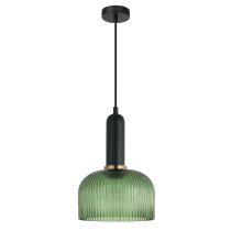 VINTAJ Interior Dome Ribbed Glass Pendant Lights 6 Colours to Choose from CLA Lighting-Green