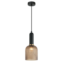 VINTAJ Amber Ellipse Shape Ribbed Glass Pendant Lights VINTAJ9