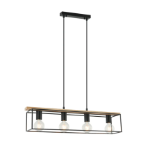 VIRUN Interior Rectangular Frame Wood with Black Hardware Pendant Light VIRUN1