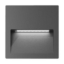 Zac-4 4W LED 240V Square Recessed Light Dark Grey / Warm White - 19737	