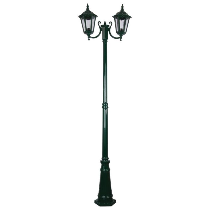 Chester Twin Head Curved Arm Tall Post Light Green - 15053	