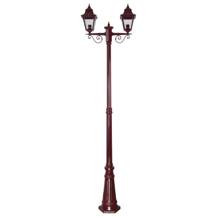 Paris Twin Head Tall Post Light Burgundy - 15166	