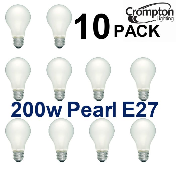 10 Pack 200W 240V E27 Pearl GLS High Voltage 
