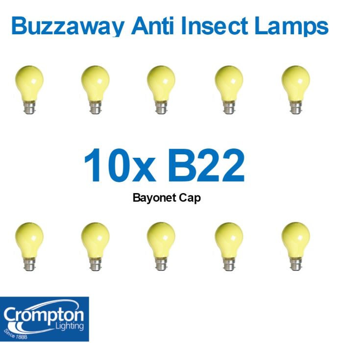 10 Pack 'Buzzaway' Anti Insect Lamps 100w Bayonet Cap B22