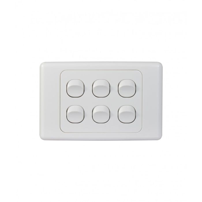 Cougar Switch Horizontal 6 Gang 16A 250V (COSW6G) GSM