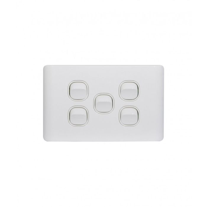 Leopard Switch Horizontal 5 Gang 16AX/20A 250V (LESW5G) GSM