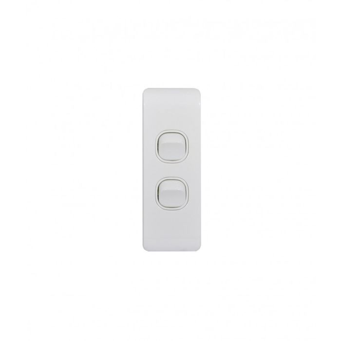 Leopard Switch Vertical Architrave 2 Gang 16AX/20A 250V (LESWVA2G) GSM