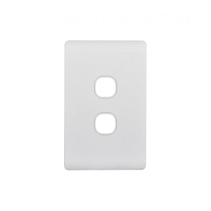 Leopard Switch Plate Vertical 2 Gang (LESWPV2GWHT) White GSM
