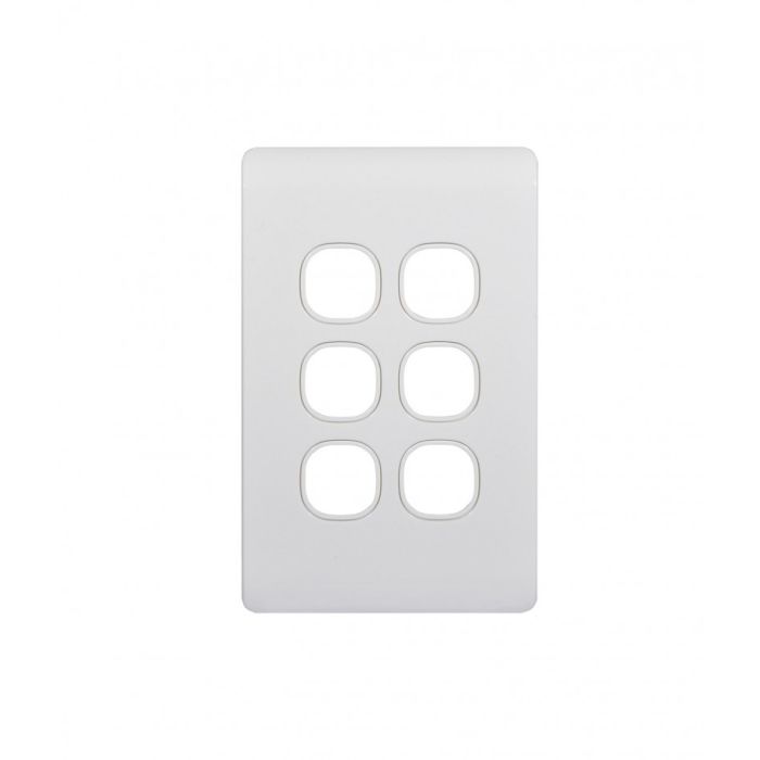 Leopard Switch Plate Vertical 6 Gang (LESWPV6GWHT) White GSM