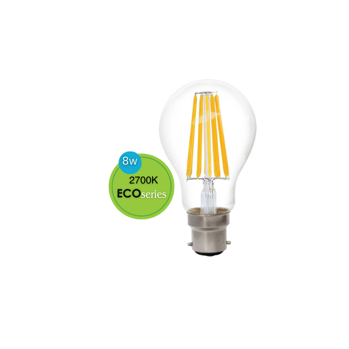 GLS LED 240V 8W B22 CLEAR 2700K NON DIMMABLE LUS20501