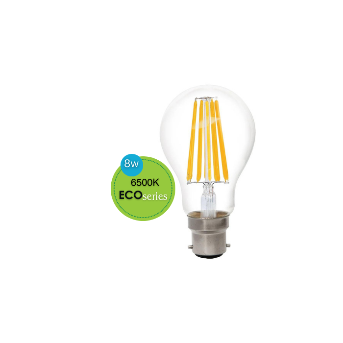 GLS LED 240V 8W B22 CLEAR 6500K NON DIMMABLE LUS20503