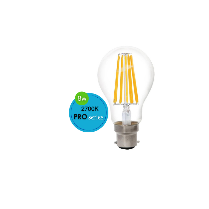 GLS LED 240V 8W B22 CLEAR 2700K DIMMABLE LUS20509