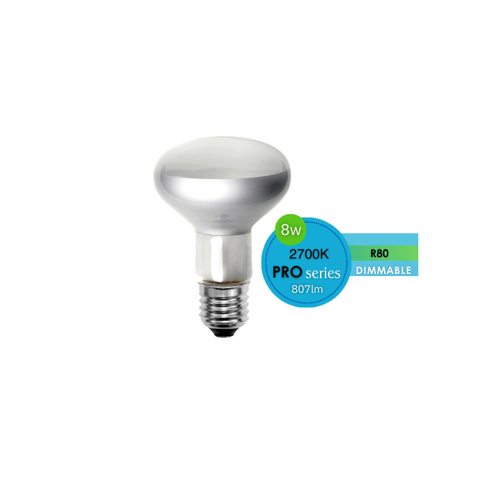 R80 REFLECTOR LED DIFFUSED 8W ES 2700K DIMMABLE LUS20915