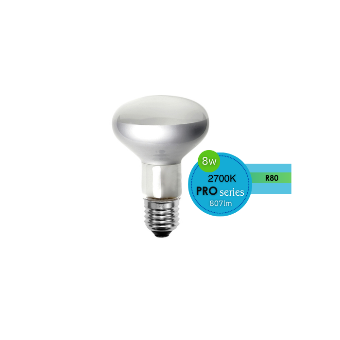 R80 REFLECTOR LED CLEAR 8W ES 2700K DIMMABLE LUS20917