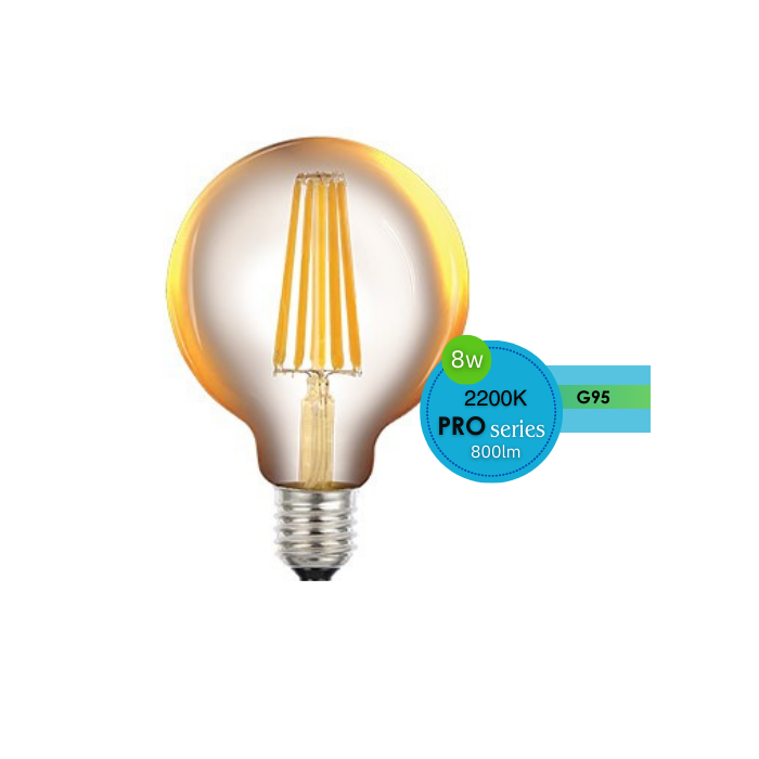 G95 8W ES LED 2200K DIMMABLE AMBER LUS20950