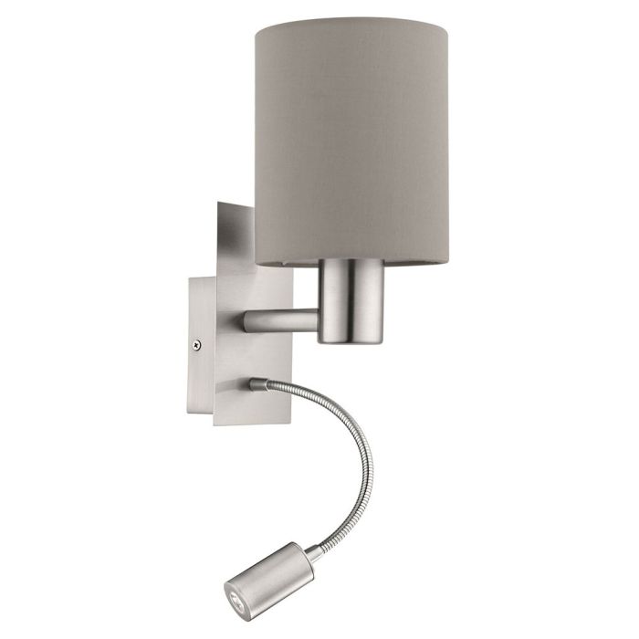 Pasteri Wall Light With Adjustable LED Goose Neck Satin Nickel / Taupe - 96478
