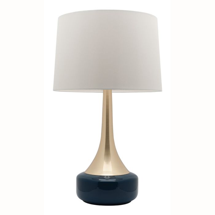 GALLERIA TABLE LAMP (A56211) BRUSHED BRASS  AND NAVY GLASS BASE MERCATOR LIGHTING
