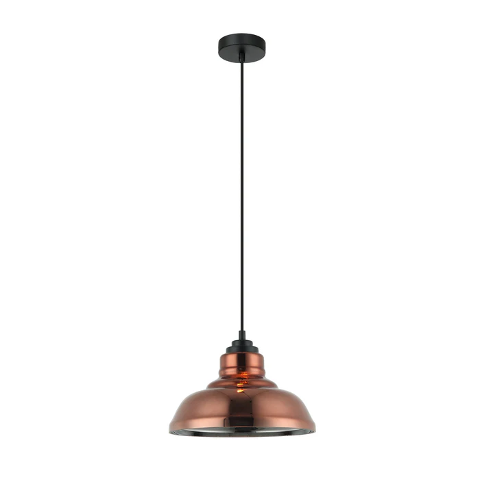 PENDANT ES 72W Copper coloured Glass with Silver internal Dble Dome WTY LAMINA4 CLA Lighting 