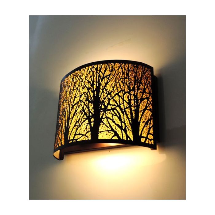 WALL INTERNAL SES x 2 60W Curved Aged Bronze with Amber Lining AUTUMN03W Cla lIghting