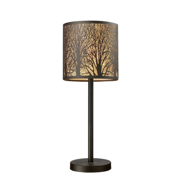 AUTUMN: Round Aged Bronze with Amber Lining Table Lamp- AUTUMN04TL