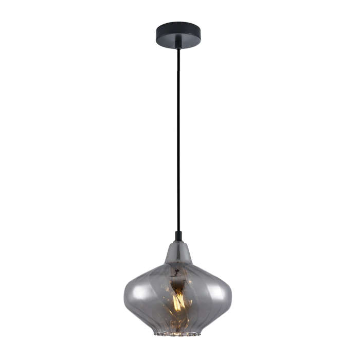 CAMPANA: Interior Wine Glass Shape Ribbed Pendant Lights  Mirror Finish Smokey Black CAMPANA2