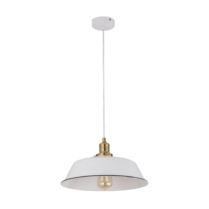 CEREMA: Interior White with Antique Brass & Black Highlight Angled Dome Pendant Light- CEREMA2