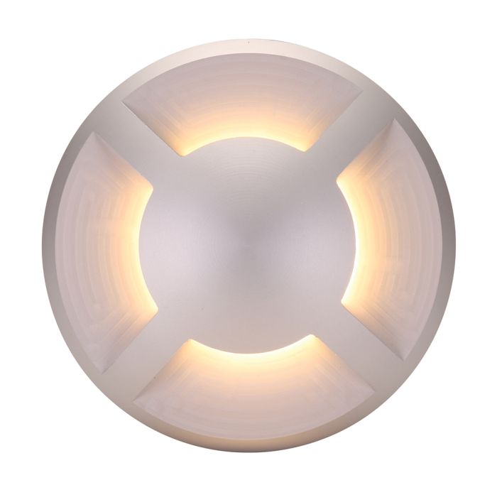 Deka 3 Watt 12V Round Four-Way LED Deck/Inground Light Anodised Aluminium / White - 19434/19459	