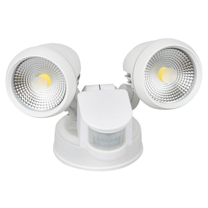 Energetic Lighting 203035S Seculite LED Sensor Light, Twin Floodlight with Sensor, Security Light, IP54, 2 x 10W, 5000K, 2 x 850 Lumens, Non Dimmable, White