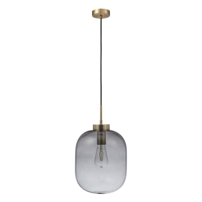 FLAUNT GLASS PENDANT 240V E27 SATIN BRASS SMOKE 22740