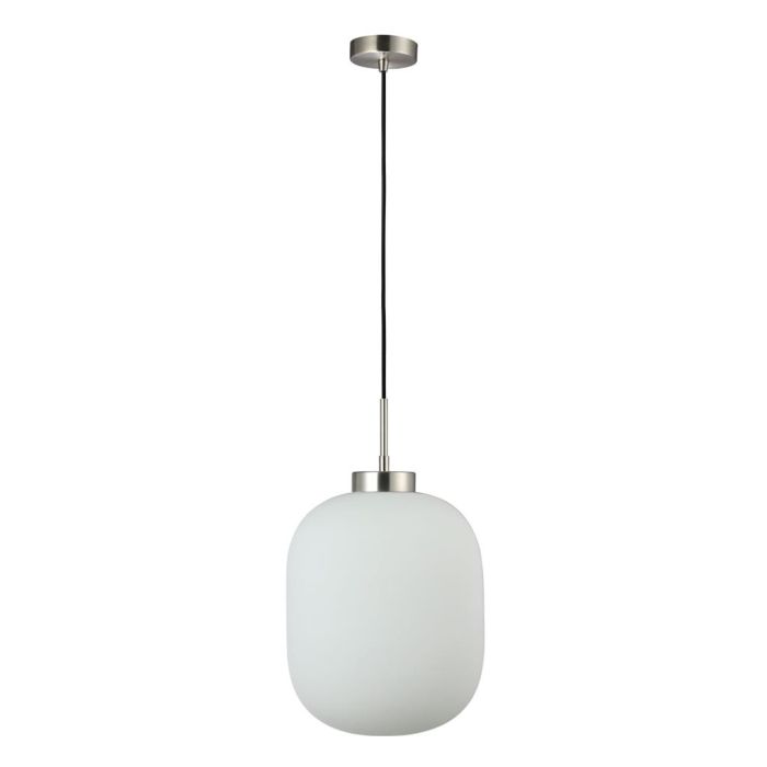 FLAUNT GLASS PENDANT 240V E27 SATIN CHROME OPAL 22745