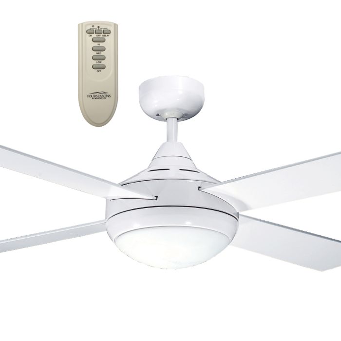 Fourseasons Primo 1200mm Ceiling Fan White with Light 2 x E27 & Remote