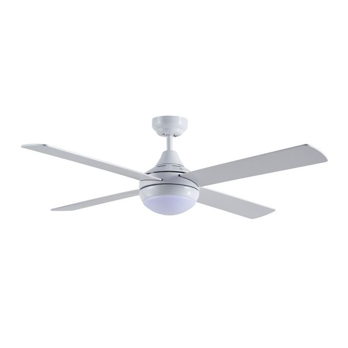 Four Seasons Link 1220mm 4 Blade Ceiling Fan with 15w LED Tricolour Light White - FSL1243W