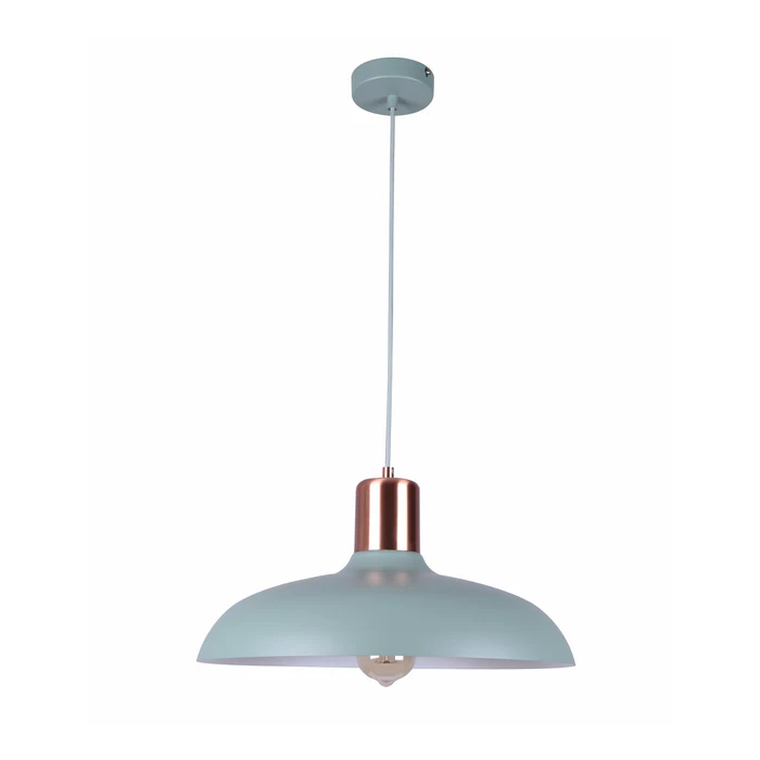 PENDANT ES 40W HAL Matte Green DOME with Copper Lampholder Cover PASTEL12A Cla Lighting