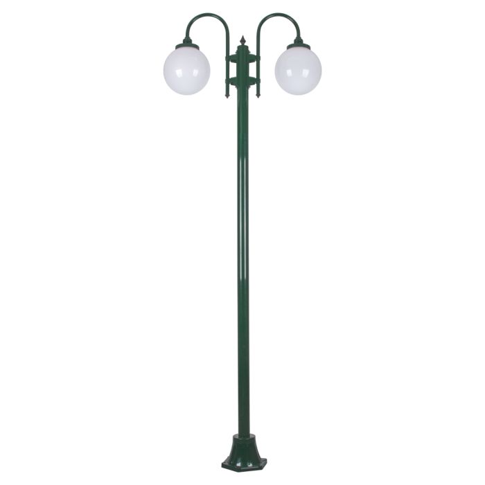 Lisbon Twin Spheres Curved Arms Plain Post Light Green - 15791	