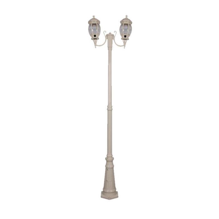 Vienna Twin Head Curved Arms Tall Post Light Beige - 15968	