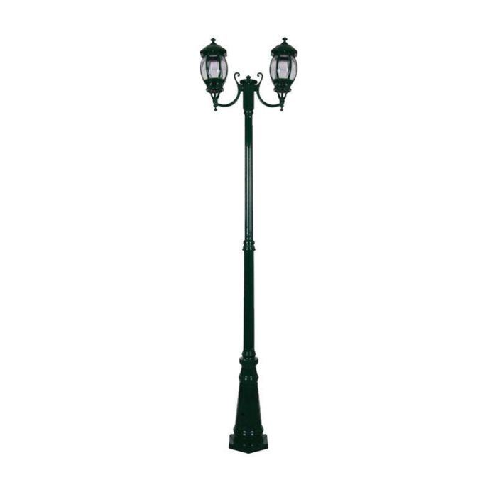 Vienna Twin Head Curved Arms Tall Post Light Green - 15971	