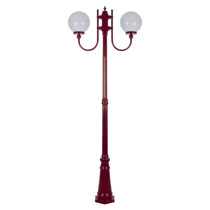 Lisbon Twin 25cm Sphere Curved Arms Tall Post Light Burgundy - 15736